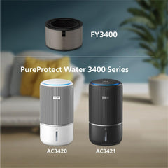 Philips Original Replacement Filter for 2-in-1 Air Purifier and Humidifier 3400 Series AC3420 and AC3421, HEPA NanoProtect + Active Carbon, 12 Months Lifetime, Black/White (FY3400/30)