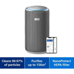 Philips Air Purifier 4200 Series, HEPA NanoProtect + Double Active Carbon Filter, CADR 600m³/h for 156m², Ultra-Quiet, Intelligent and Energy efficient, Silver (AC4220/12)