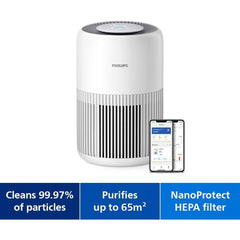 Philips PureProtect Mini 900 Series Smart Air Purifier - HEPA NanoProtect Filtration, Captures 99.99% Allergens, Ultra-Quiet Sleep Mode, Up to 65m², Energy Efficient, App Control, White (AC0950/10)