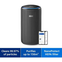 Philips Air Purifier 4200 Series, HEPA NanoProtect + Double Active Carbon Filter, CADR 600m³/h for 156m², Ultra-Quiet, Intelligent and Energy efficient, Black (AC4221/11)
