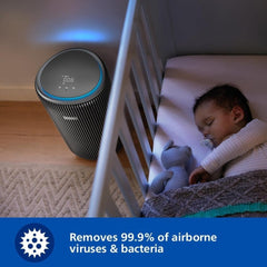 Philips Air Purifier 4200 Series, HEPA NanoProtect + Double Active Carbon Filter, CADR 600m³/h for 156m², Ultra-Quiet, Intelligent and Energy efficient, Black (AC4221/11)