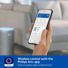Philips Air Purifier 3200 Series, HEPA NanoProtect + Active Carbon Filter, CADR 520m³/h for 135m² Allergy sufferers, Ultra-quiet, Intelligent and Energy efficient, Silver (AC3220/10)