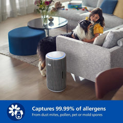 Philips Air Purifier 3200 Series, HEPA NanoProtect + Active Carbon Filter, CADR 520m³/h for 135m² Allergy sufferers, Ultra-quiet, Intelligent and Energy efficient, Silver (AC3220/10)