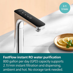 Philips Reverse Osmosis Purification Instant Pure Water Tap, Seven Temperature Settings, 800 GPD Tankless Filtration, Smart Faucet, Polished Chrome, AUT6104CH/79