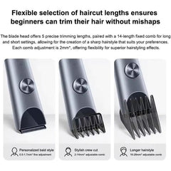 Xiaomi Hair Clipper 2 Titanium Alloy Blade Double-Coated Black Clipper Head Men Sideburns Electric Shaver Wireless Hair Cutting Trimmer Barber Cutter, IPX7 Waterproof, 3hr Battery Life