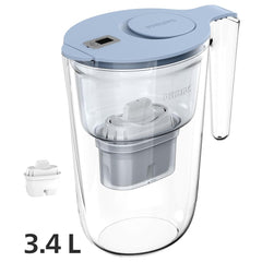 Philips Micro X-Clean Filtration Water Jug, 3.4L Jug, 150L per Filter, Digital Timer, Blue, AWP2953BLTP1/79