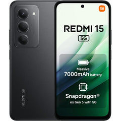 XIAOMI REDMI 15 5G (AU) Smartphone 256GB Black 7000mAh | 6.9" FHD+ DotDisplay 144Hz, Snapdragon® 6s Gen 3, 6nm Process, Octa-core CPU, 50MP Main Camera, 33W fast charging
