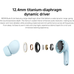 Redmi Buds 8 Lite Wireless Earbuds, 42dB Hybrid Active Noise Cancellation, 8H/36H Battery, 12.4mm Dynamic Driver, Fast Charging, Dual-Mic Clear Calls, Google Fast Pair, White