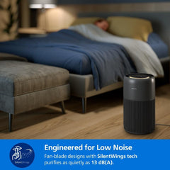 Philips Air Purifier 2200 Series, HEPA NanoProtect + Active Carbon Filter, CADR 420m³/h for 109m², Allergy sufferers, Ultra-quiet, Intelligent and Long-lasting filter (AC2221/13)