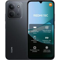 XIAOMI Redmi 15C, AU Version, Smartphone 128GB, 6.9" 120Hz Display 7.99mm Design, MediaTek Helio G81-Ultra Octa-core, 50MP AI Dual Camera, 6000mAh, Black, Charger Not Included