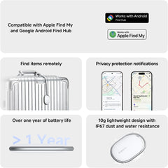 Xiaomi tag Smart Air Tracker Tag, Compatible with Apple Find My (iOS) and Google Find Hub (Android) for Keys, Luggage, Wallet, Vehicles, 390 Days+ Battery Life, White