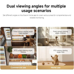 Xiaomi Smart Camera C500 Dual, Dual 4MP Ultra-HD Cameras with 110° Wide-Angle & 58° Telephoto, AI Human/Pet/Baby Cry Detection, Auto Tracking, Full-Color Night Vision, Supports HyperOS