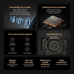 Xiaomi Smart Camera C500 3.5K 6MP Ultra HD Indoor Security Camera, AI Human & Pet Detection with Dynamic Tracking, 360° Pan-Tilt Dual Motor, Dual-Band Wi-Fi 6, Physical Privacy Shutter