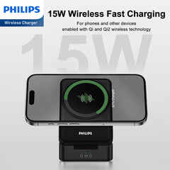 PHILIPS 3 in 1 Wireless Charging Station with Magsafe Qi Qi2| iPhone | iWatch | Airpods DLK3547QB