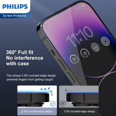 Philips Privacy Glass Screen Protector Film for Apple iPhone 16 Pro Tempered Glass Full Coverage 9H DLK5513 - 3 Pack (3 Pcs)