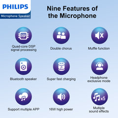 Philips Wireless Bluetooth Microphone For Karaoke / Speaker Handheld Mic Blue DLM9318CU