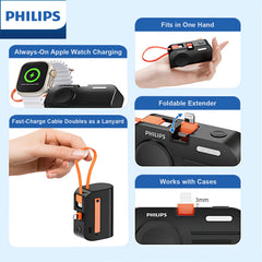 Philips Magnetic Portable Charger for iWatch, Mini 5000mAh Power Bank[Black, White, Green]