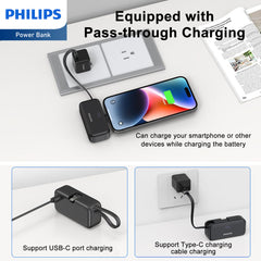 Philips V2 mini Power bank Mobile battery 4900mAh high Capacity USB-C and Lightning Compact Stylish any models with Lightning DLP2558V