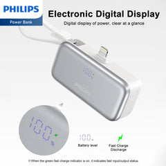 Philips V2 mini Power bank Mobile battery 4900mAh high Capacity USB-C and Lightning Compact Stylish any models with Lightning DLP2558V