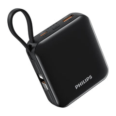 PHILIPS 22.5W Power Bank, 10000mAh Laptop Portable Powerbank with Built-in USB-C USB-L Cable Battery Pack DLP5713CW