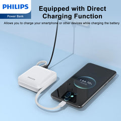 PHILIPS 22.5W Power Bank, 10000mAh Laptop Portable Powerbank with Built-in USB-C USB-L Cable Battery Pack DLP5713CW