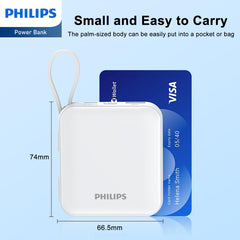 PHILIPS 22.5W Power Bank, 10000mAh Laptop Portable Powerbank with Built-in USB-C USB-L Cable Battery Pack DLP5713CW