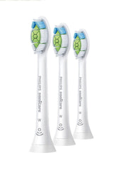 Genuine Philips Sonicare W Optimal White standard brush heads, Click-on, BrushSync Enabled, White, 3 Pack, HX6063/67