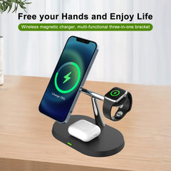 BUCKKO 3 in 1 Wireless Charging Station Compatible with Magsafe| iPhone | iWatch |Airpod Charging Station (White,Black)