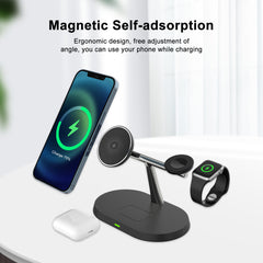 BUCKKO 3 in 1 Wireless Charging Station Compatible with Magsafe| iPhone | iWatch |Airpod Charging Station (White,Black)