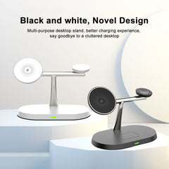 BUCKKO 3 in 1 Wireless Charging Station Compatible with Magsafe| iPhone | iWatch |Airpod Charging Station (White,Black)