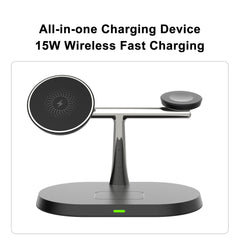 BUCKKO 3 in 1 Wireless Charging Station Compatible with Magsafe| iPhone | iWatch |Airpod Charging Station (White,Black)