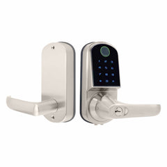 Buckko Locks S210 Smart Lever Lock with Fingerprint, PIN Code, RFID Card, App and Key, Silver