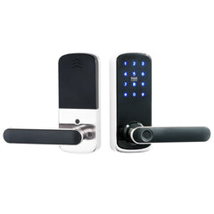 Buckko Locks Y22 Smart Lever Lock, Fingerprint, PIN Code, RFID Card, App and Key, Silver