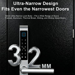 Buckko Locks BBA-001T-H Smart Lever Lock, Backlit Keypad, Fingerprint, Code, Card, App and Key, Silver