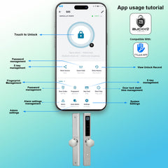 Buckko Locks BBA-002T-M Smart Knob Lock, Fingerprint, PIN Code, RFID Card, App and Key, Silver