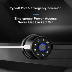Buckko Locks T6 Smart Dial Lock, Round Dial, Fingerprint, PIN Code, RFID Card, App and Key, Black