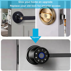 Buckko Locks T6 Smart Dial Lock, Round Dial, Fingerprint, PIN Code, RFID Card, App and Key, Black