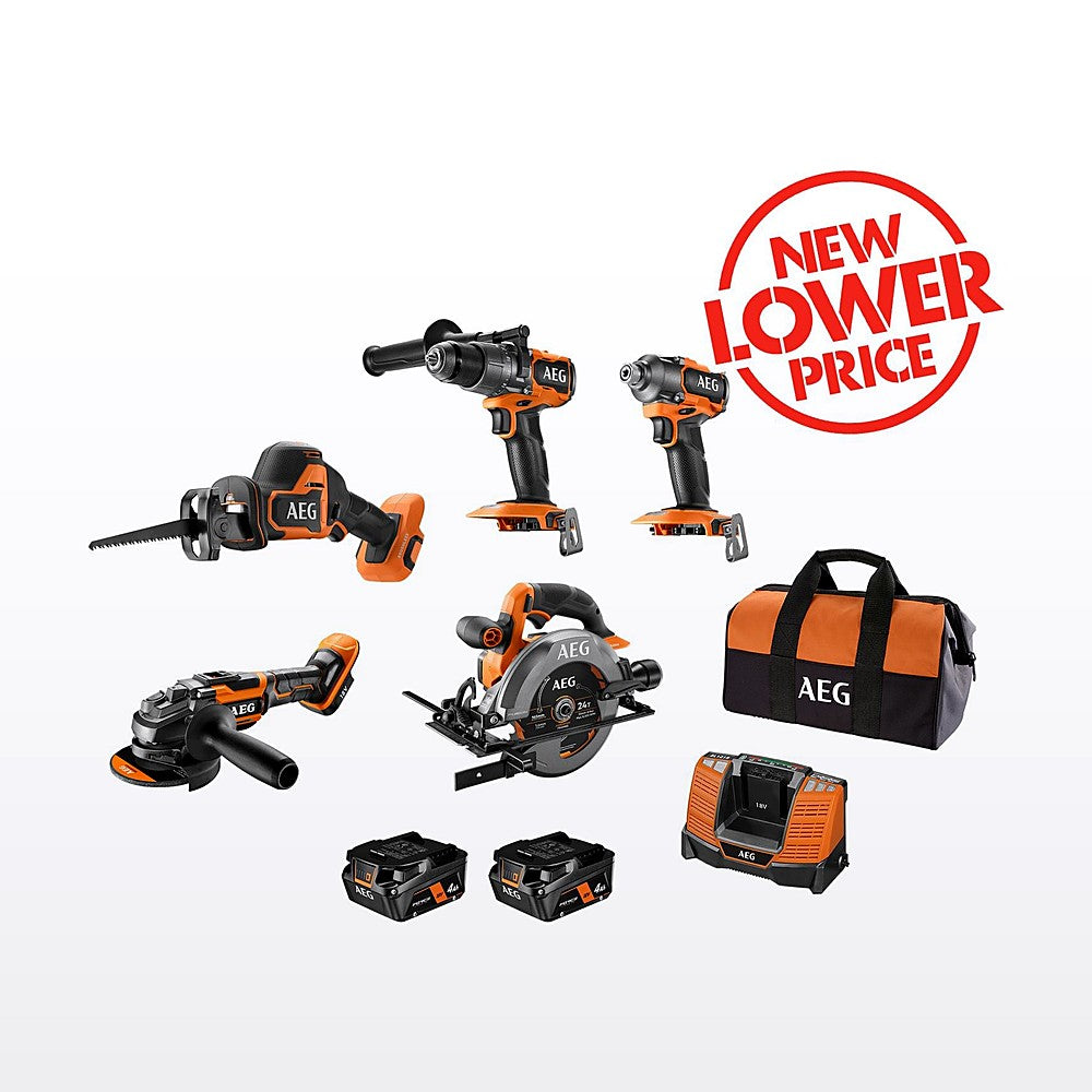 AEG 18V FUSION/Brushless 5-Piece 4.0Ah Kit