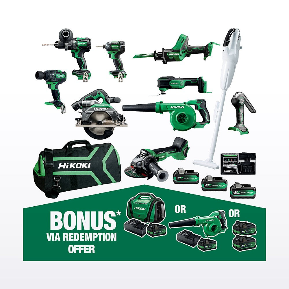 HIKOKI 18V 10 Piece Brushless Combo Kit KC18D10P2(HRZ)