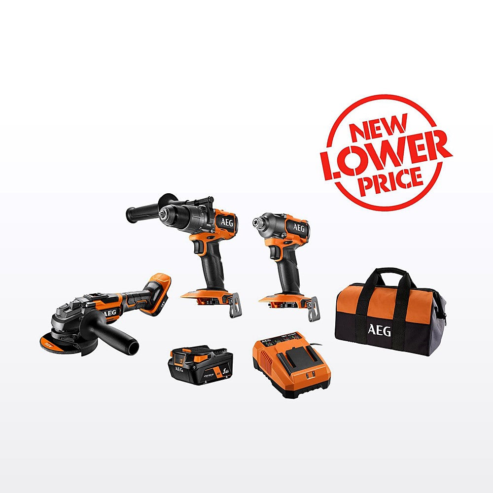 AEG 18V Brushless 3-Piece 5.0Ah Force Kit