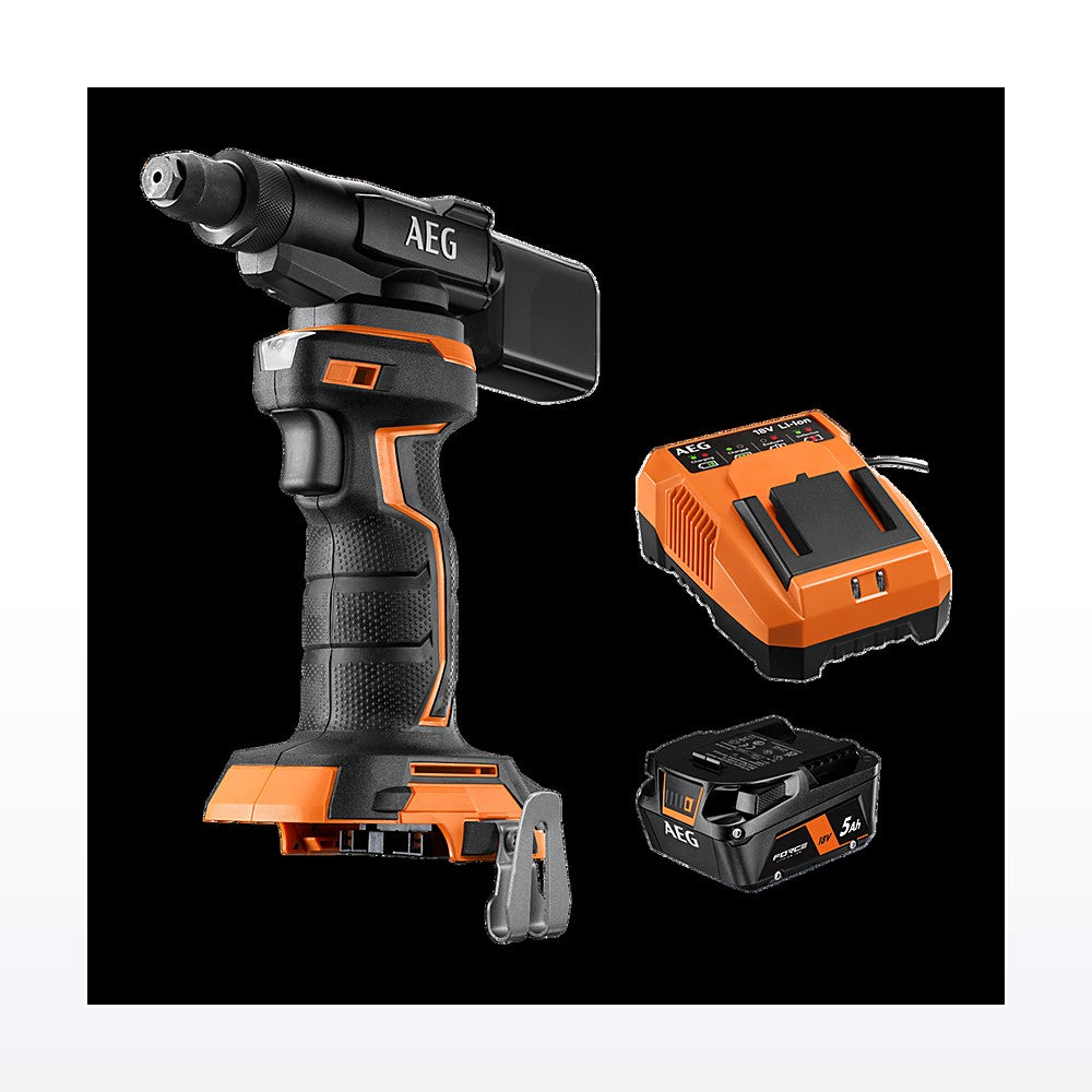 AEG 18V Compact 4.8mm Rivet Gun 5Ah Kit
