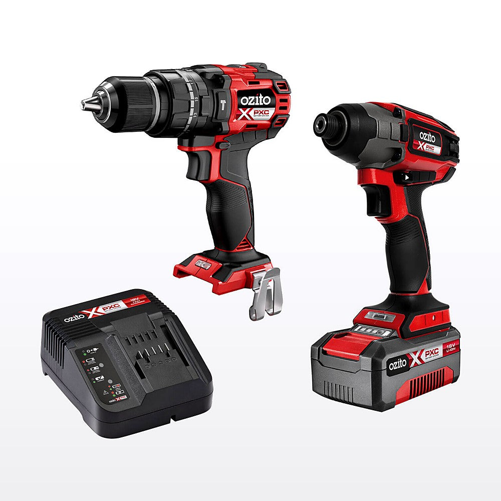 Ozito PXC 18V Brushless Hammer Drill And Impact Driver Kit PXBHIK-400