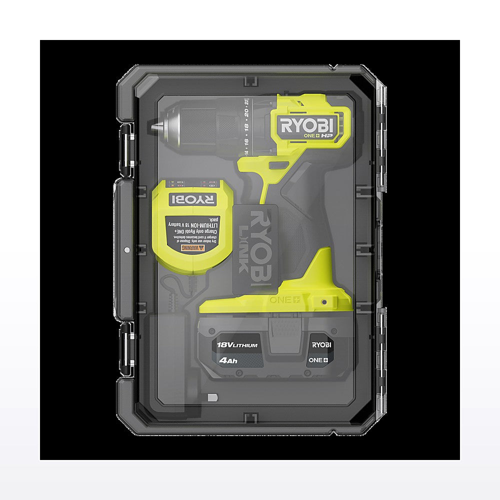 Ryobi 18V ONE+ HP Brushless Compact Hammer Drill 4Ah Kit & LINK Organiser - image 6