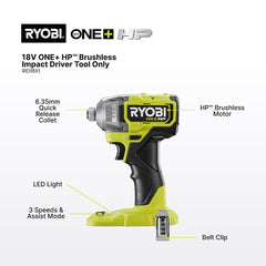 Ryobi 18V ONE+ HP Brushless Impact Driver - Tool Only - image 2