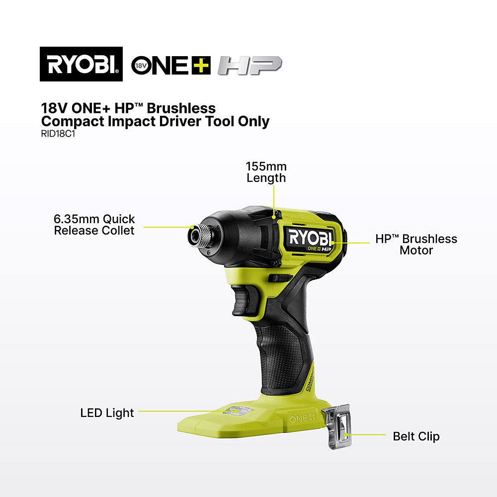 Ryobi 18V ONE+ HP™ Compact Hammer Drill and Impact Driver HP 4Ah Kit R18X2D14 - image 2