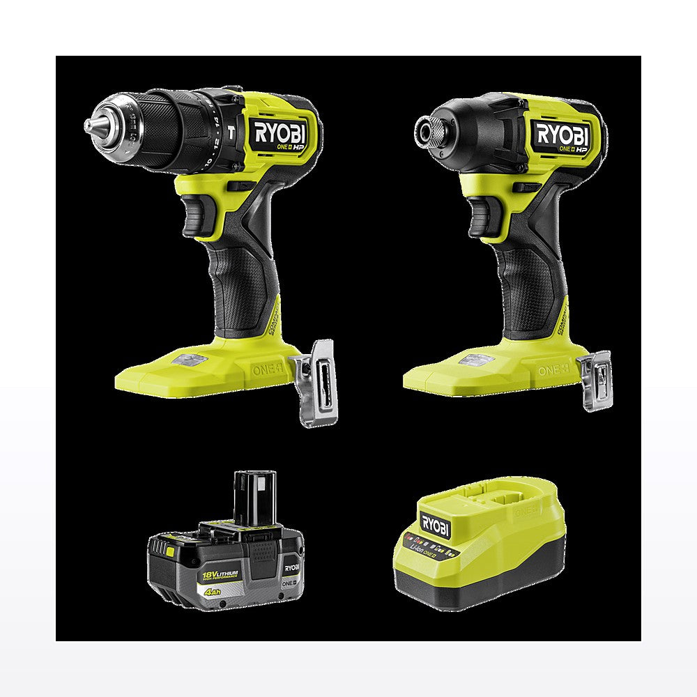 Ryobi 18V ONE+ HP™ Compact Hammer Drill and Impact Driver HP 4Ah Kit R18X2D14