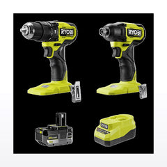 Ryobi 18V ONE+ HP™ Compact Hammer Drill and Impact Driver HP 4Ah Kit R18X2D14