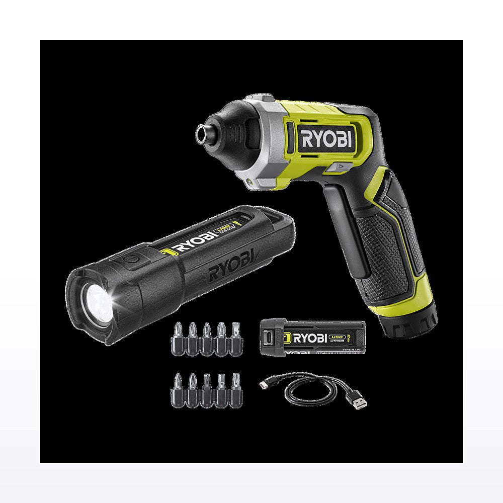 Ryobi USB Lithium 2-Piece Screwdriver & Light 2Ah Kit