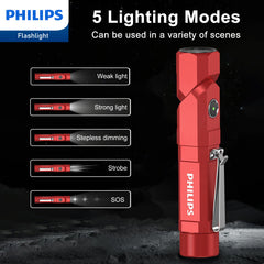 Philips LED Light Compact Flashlight Powerful Flashlight 1000 Lumens SFL5806R Red