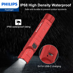 Philips LED Light Compact Flashlight Powerful Flashlight 1000 Lumens SFL5806R Red